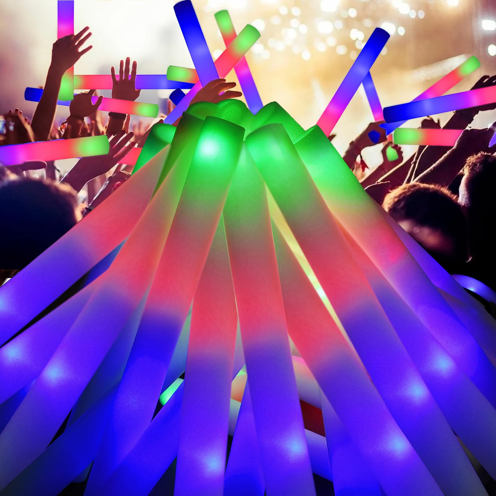 42 unidades de bastões de espu - Flashing Led Foam Sticks Party avaliação e preço
