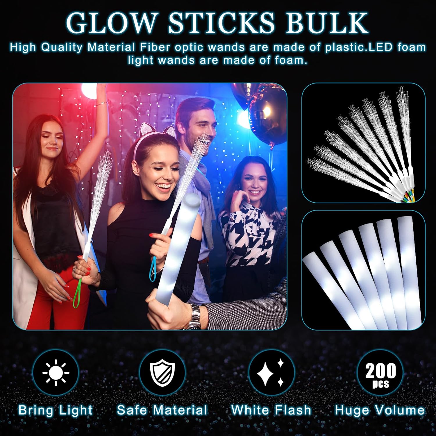 Varinha LED de Fibra Óptica Br - Flashing Led Foam Sticks Party avaliação e preço