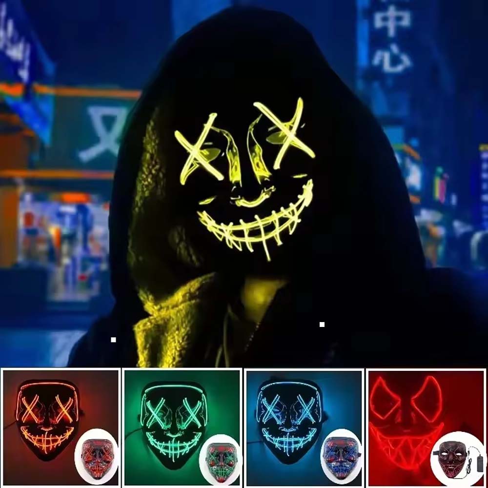 Máscara de purga LED neon sem  - Led Purge Mask Halloween avaliação e preço