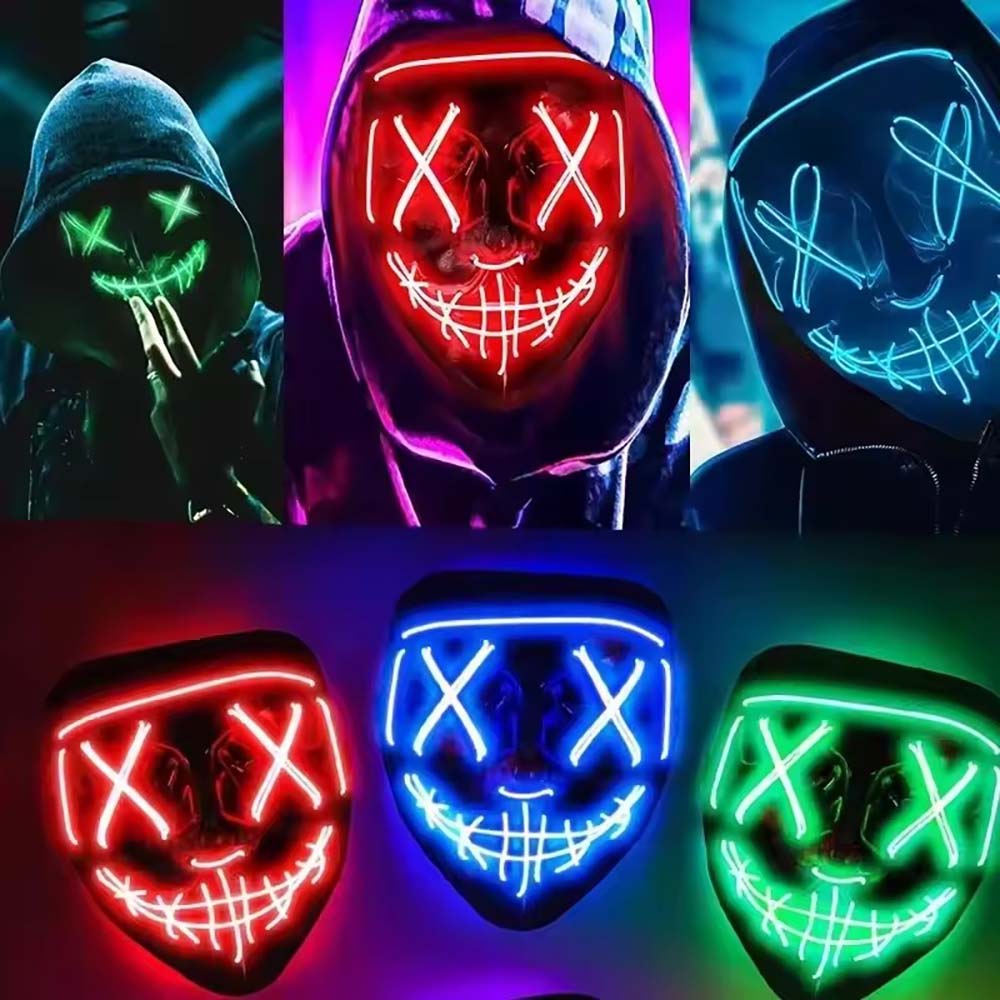 Máscara de purga LED neon sem  - Led Purge Mask Halloween avaliação e preço