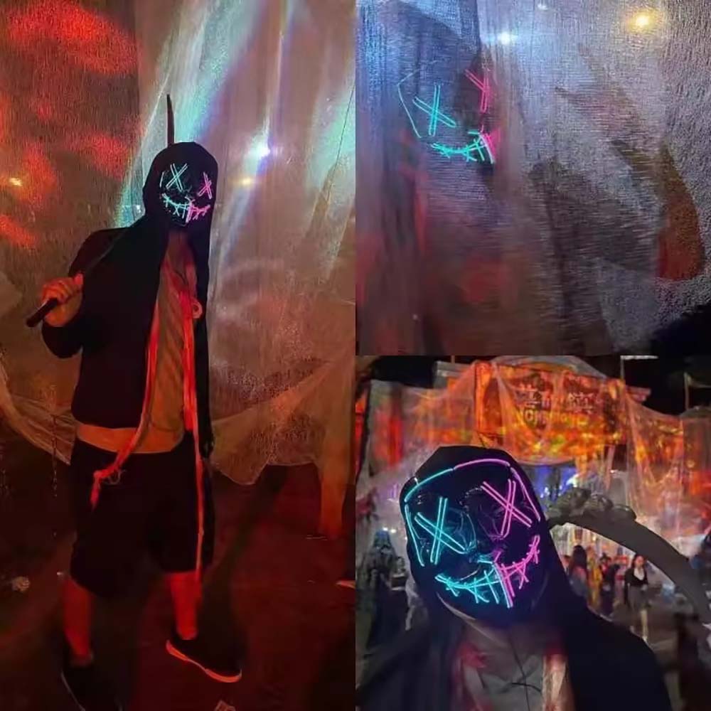 Máscara de purga LED neon sem  - Led Purge Mask Halloween avaliação e preço